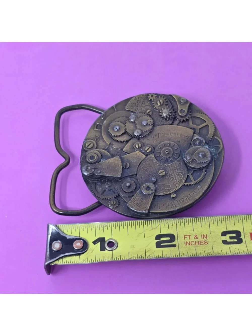 Vintage Steampunk Brass Gear‎ Design Belt Buckle With Antique Finish